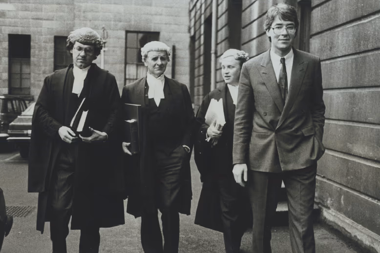 Michael Boylan with counsel outside court during the Dunne v National Maternity Hospital case