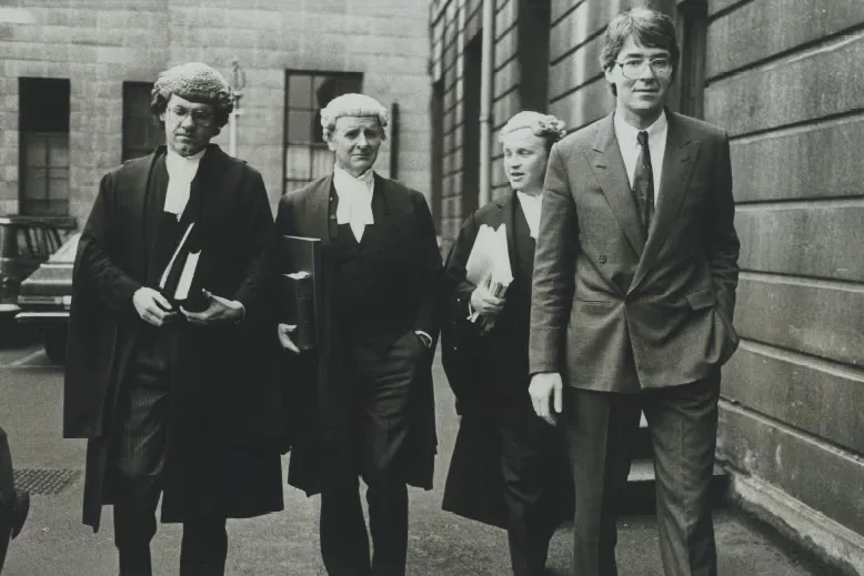Michael Boylan with counsel outside court during the Dunne v National Maternity Hospital case
